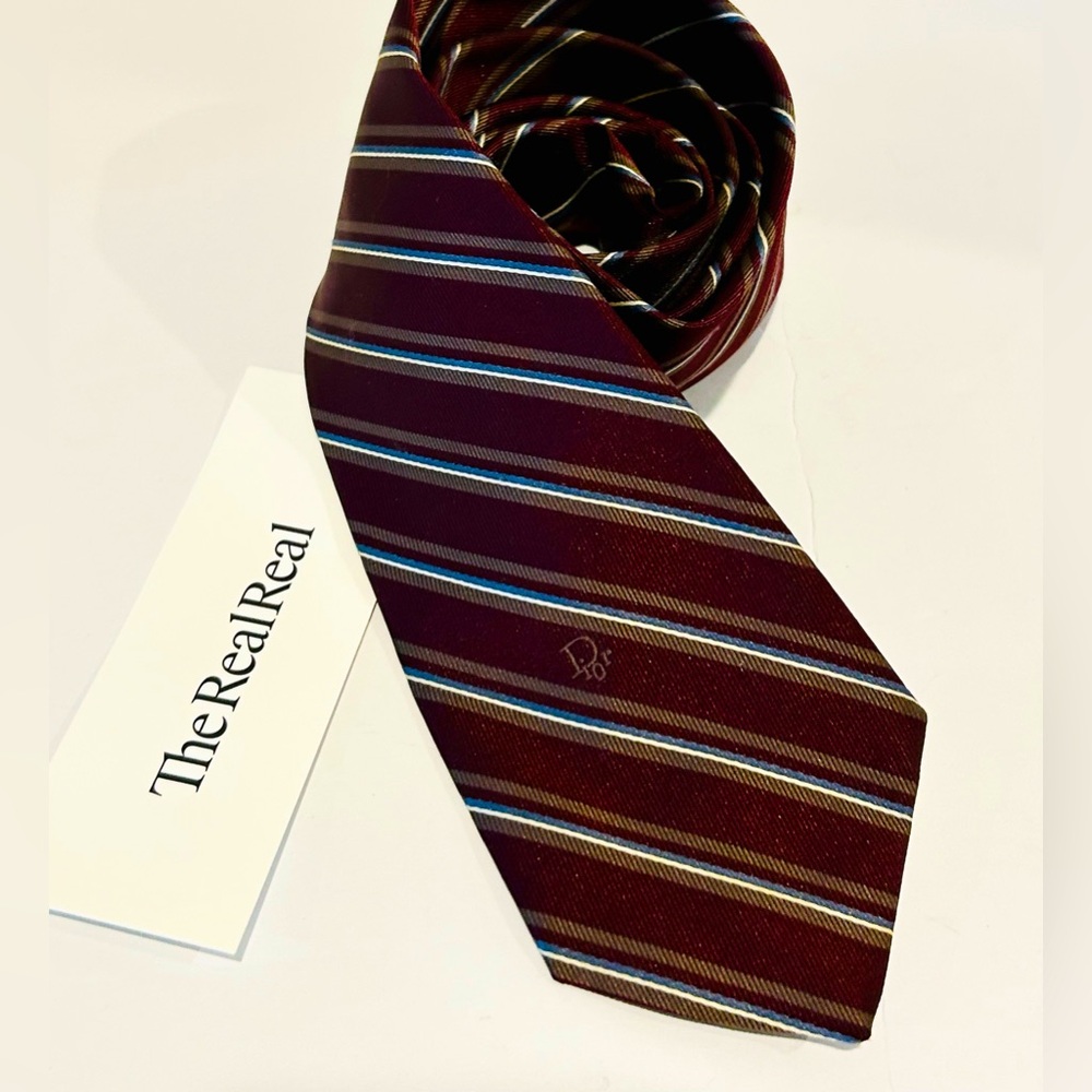 Vintage Christian Dior Italian Silk classic striped tie